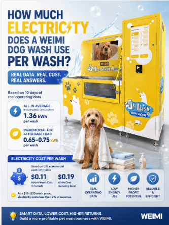 How Much Electricity Does a WEIMI Self-Service Dog Wash Use Per Wash? Real Operating Data and Cost Analysis