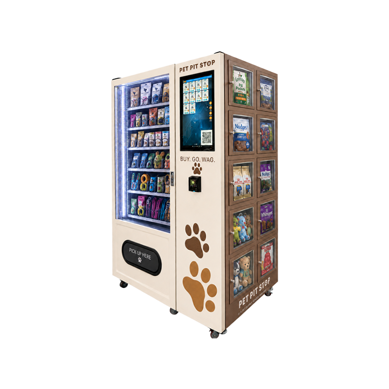 Pet Vending Machine with Side Lockers for Pet Food Toys and Supplies